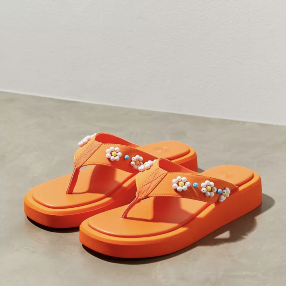 Urban Outfitters Orange Floral Sandals